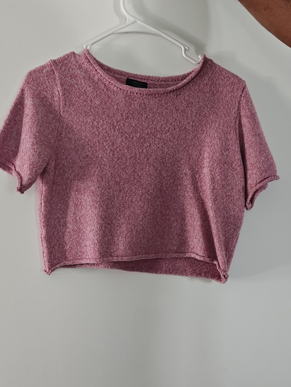 debut Pink Heathered Cropped Knit Tee